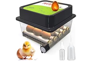 OKKÖBI Incubators for Hatching Eggs - 12 Eggs - Ideal All Ages | Egg Incubator with Automatic Egg Turning and Humidity Control - Integrated Egg Candler - Okkobi OBI-12