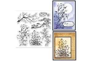 ‎GLOBLELAND GLOBLELAND Transparente Stempel „Pflanze Bambuskiefer“, Pflanze Bambuskiefer, Dekorative Transparente Stempel, Silikonstempel Für Kartenherstellung Und Fotoalbum-Dekoration Und DIY-Scrapbooking