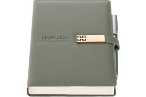 GOLDAYPLN 2024-2025 Dairy,Academic Diary 2024-2025 A5 Page A Day from July 2024 to June 2025,Organizer Daily Monthly Planner with Colorful Monthly Tabs,Pen,Pen Loop and Inner Pocket,Bookmarks (Green)