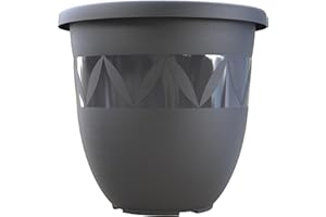 ‎PLASTARD Plastard Flower Pot, 30 cm Diameter, Anthracite, Large Plant Pot for Indoor and Outdoor Use, Planter, Flower Pot, Plastic Plant Pot for Garden, Balcony, Patio, Plant Pot