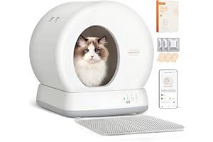 Arenero Gatos Autolimpiable MeoWant con Sistema de Seguridad Avanzado, Arenero Automatico, Extragrande, con Control de Olores y Control por Aplicación, con Tapete y Forro