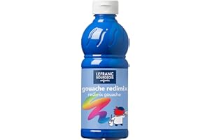 ‎WINSOR & NEWTON Lefranc Bourgeois 188010 flüssige Tempera Redimix Farbe, leuchtende Gouachefarbe auf Wasserbasis, hohe Deckkraft, hervorragenden Maleigenschaften, gebrauchsfertig, 500ml Flasche - Primärblau