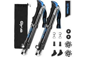 Glymnis Walking Poles 2 Pack Collapsible Walking Poles for Women Men with Quick Lock System, Foldable Hiking Trekking Poles for Senior Trekking, Backpacking