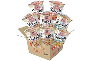 MiFan Ramen Box - Pack de 8 Tazas de Fideos Instantáneos en 4 Sabores - Noodles Chinos Fáciles y Rápidos de Preparar - Auténtico Sabor Asiático