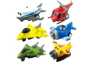Ynybusi Pull Back Plane Toy - 6 Pack Alloy Airplane Toys for 1 2 3 4 5 6 Year Old Boys Girls, Aircraft Helicopter Toy Models Push and Go Aeroplane Toy Cars for Kids Christmas Birthday Gift