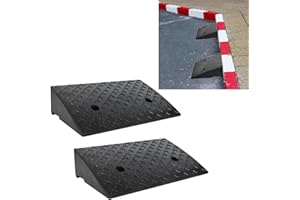 YUENFONG Rampa gumowa do krawężnika, 2 sztuki, przenośna, rampa najazdowa, do samochodu, motocykla (46,5 x 30,5 x 11 cm, czarna)