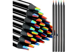 NSXSU 36 matite colorate arcobaleno per bambini, 7 in 1 matite arcobaleno in legno nero sfuse, matite multicolori, colori assortiti forniture artistiche per adulti disegni da colorare schizzi, scuola