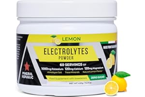 Mineral Republic Electrolyte Powder – Sugar-Free Lemon Hydration Drink Mix – 60 Servings (2-Month Supply) – 1000mg Potassium with Magnesium, Calcium & Himalayan Salt – Keto, Vegan & Fasting Friendly