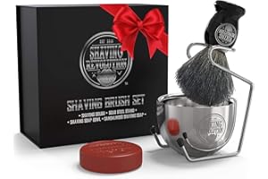 SHAVING REVOLUTION Viking Revolution Set de Afeitado Hombre de Lujo - Kit Afeitado Incluye Brocha de Afeitar de Pelo de Tejón, Jabón de Afeitar, Cuenco de Afeitar de Acero Inoxidable, Soporte de Seguridad