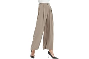 Tronjori Damen Hose Weites Bein Frauen Lange Hose mit Taschen Einfarbig Lose elastische Hohe Taille Freizeithose Business-Arbeitshose für Freizeit Arbeit Büro