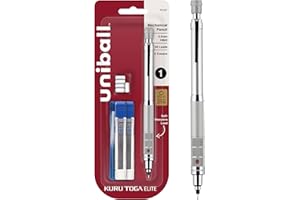 UNI-BALL Kuru Toga Elite Mechanical Pencil Starter Kit, 0.5mm, HB #2, Silver Barrel, 1 Count