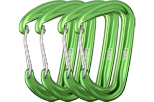 Azarxis Mousquetons 12kN Mousquetons avec Ressort 4 Pièces Petit Mousqueton en Forme D Léger pour Porte Clé Camping Randonnée Sac à Dos
