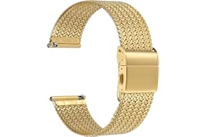 WOCCI Elite Bracelet de Montre en Metal pour Femme et Homme, Maille Tissée, Acier Inoxydable 316L, Dégagement Rapide, Fermoir Pliable, Largeur de Bande 14mm, 16mm, 18mm, 20mm, 22mm