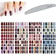 ELECDON Nail Art Polish Stickers Set, Solid Color Self-Adhesive Wraps, Full Strips Nail Decals Manicure Kit for Women Girls DIY Nails, Classic Assorted Colors Decoration, 20 Sheets