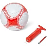 Amazon Basics Soccer Ball with Pump - Training Ball, Durable PVC Construction, Butyl Chamber, Indoor and Outdoor Use, Machine