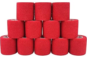COMOmed Non-woven fabric self-adhesive Bandage venda cohesiva Mascota Vendaje Rojo 5cm X 4.5m 12 Volumen