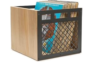 Keep Them Spinning™ | Porta Vinili Cassa in Legno per 50 Dischi Vinile LP, Mobile Espositore per Vinili da Terra, Organizza i Tuoi Dischi in Vinile con Stile Vintage