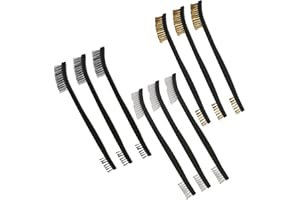 KULANNDER Juego De Cepillos De Alambre Mini Cepillo De Rasguño De Alambre Doble Extremo Para Limpiar Escoria De Soldadura, Óxido y Polvo, Acero Inoxidable, Latón y Nylon Cepillo De Alambre Con Mango 9 Piezas