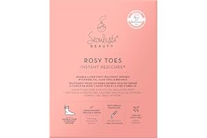 Seoulista Beauty Rosy Toes Instant Pedicure – At Home Foot Mask Treatment — Soothe and Hydrate Dry, Cracked Skin — Revitalise Neglected Feet— With Rose Oil, Aloe Vera and Beeswax — Award Winning