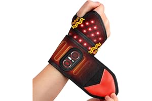 AFDEAL Cordless Heated Wrist Massager, Heated Wrist Support with Vibration, 3 Heats and Vibrations Modes, Red Light Heated Wrist Brace and Hand Massager, Heating Pad for Wrist, Hand, Arm, Knee, Elbow, Black