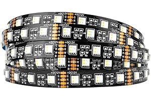 BTF-LIGHTING 5050 RGBW RGB+Blanc Chaud(2700K-3000K) 4 couleurs en 1 LED 5m 60LEDs/m Ruban LED multicolore Lumières IP30 PCB noir non étanche DC12V pour la décoration de la maison de cuisine
