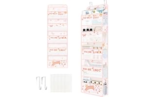 Clastyle Organizador para colgar sobre la puerta, organizador de almacenamiento colgante para ropa de niñas, pañales, juguetes, armario, puerta, estante para dormitorio, baño, despensa, mariposa, 5