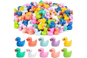 JOLCEEY 120pcs Mini Ducks, 10 Colors Resin Tiny Ducks Little Small Plastic Miniature Ducks for Aquarium Dollhouse Fairy Garden Landscape Decor