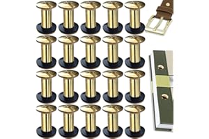 SHSMPXOY 20 Juegos Remaches Tornillo Encuadernacion, M5*12Tornillos de Chicago,Remaches de Tornillo Para Cuero Reparación para Bolsos, Libros, Collares, Mochilas, Correas de Perro, Correas (Oro)