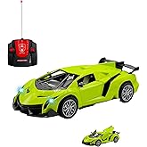 24 Cm Drift Sports Car Lighted 1:18 Scale (Green) With Toy Remote Control Rechargeable Doors And Luggage Opening