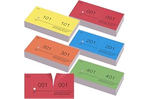Nezyo Nummernblöcke Doppelnummern Blöck 1-500 Nummern Zahlen 5 Farben 5X10cm Nummernblöcke Für Garderobenmarken Nummerierte Abrisse Events Partys Messen Lotterien und Leckereien(Klassische Farbe,5)