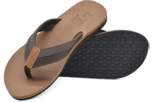 KuaiLu Infradito Uomo Estive Comode Pelle Ciabatte Supporto Arco Plantare Spiaggia Piscina Sandali Cuoio Mare Leggere Antiscivolo Gomma Suole