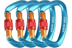 Azarxis Mosquetones 12 kN Mosquetón con Cierre de Resorte en Forma de D Mosquetón de Aluminio Resistente para Hamaca Acampar Senderismo al Aire Libre