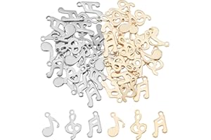 UNICRAFTALE Circa 60 pz 2 colori Pendenti con Note Musicali 304 pendenti con Foro In Acciaio Inossidabile 1 mm per Gioielli Fai Da Te