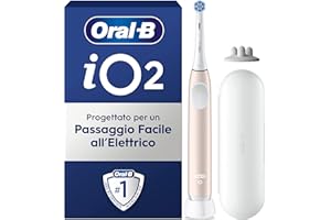 Oral-B iO 2 Spazzolino Elettrico Oral B, Rosa, 1 Testina Di Ricambio, 1 Custodia Da Viaggio, Supporto per testine, Spazzolino, Delicato sulle Gengive, Efficace sulla placca, Sensore di Pressione