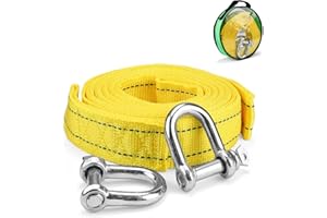 PHMING 5T Corda Traino Auto, Cinghie a Cricchetto con Strisce Riflettenti, Cinghia di Traino 4M, con Gancio e Borsa Portaoggetti, per Auto, Pick-up, SUV