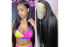 LIDDYWIG Straight Lace Front Wigs Human Hair 180% Density 13x4 HD Glueless Lace Frontal Wigs for Women Pre Plucked Natural Hairline with Baby Hair Brazilian Virgin Hair Natural Color (18 Inch)