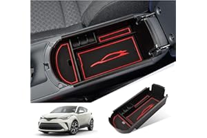 GIUD Compatible avec Toyota C-HR 2016-2023 Plateau de Rangement pour Console Centrale, Organisateur de Console Centrale pour le Rangement de Petits Objets Toyota CHR Accessoires (Rouge)