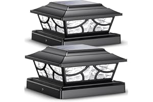 Siedinlar Solar Post Cap Lights Outdoor, 2 Modes Solar Powered Waterproof Fence Deck Light for 4x4 5x5 6x6 Posts Garden Patio Decoration Warm White & Cool White, Dynamic Lighting Black (2 Pack)