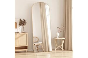 Hamlody Full Length Mirror 162x52CM Arched Mirrors, Large Long Golden Full Body Wall Mirrors with Aluminum Frame, Standing Hanging or Leaning Against Wall, Dressing Mirror for Bedroom/Living Room