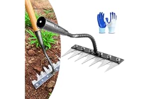 GÉNÉRIQUE Rateau Jardin,Rateau De Jardin Desherbage,5/6/7/8 Teeth Carbon Steel Garden Weeding Rake,Outil De RâTeau De DéSherbage (7Teeth)