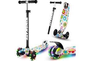 CUTEMELO Patinete Niños con 3 Ruedas LED para Niño y Niña de 3 a 12 Años Scooter Infantil Manillar de Altura Ajustable de 68 a 79 cm