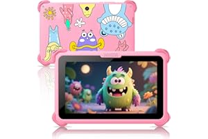 TOPELOTEK Kids Tablet 7IN Tablets for Kid 3-7, Toddler Tablets for Children with Educational Game, WIFI, Parental Control, Learning App, Shockproof Android Tablet for Toddlers Gift for Child from 3 to 12 (Pink)
