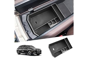 SHAOHAO Kompatibel mit BMW iX xDrive40 xDrive50 M60 2022-2025 Mittelkonsole Armlehne Aufbewahrungsbox Schwarze Matte Mittelarmlehne Organizer Tray, Multifunktionaler BMW iX Zubehör