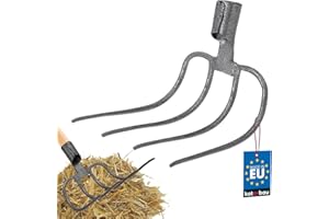 KOTARBAU® Horca Curva de 4 Dientes, Garabato agrícola, Horca sin Mango, Horca para labores agrícolas y de establo para la Rotura de fardos de heno o estiércol, Horca para Campo, Gabel für Garten