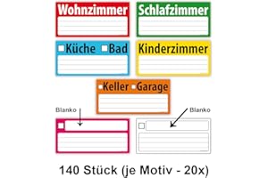 FAXLAND 140x Umzugetiketten Groß 21cm Breit Aufkleber, Beschriftung mit Etiketten vom Umzugskarton für den Überblick beim Umzug, 140 Stück