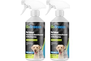 BioBreeze Pet Stain And Odour Preventer Spray With Bio Enzymes Urine Carpet Cleaner Powerful Enzymatic Formula For Dogs & Cats Fresh Linen 500ml (Pack of 2)
