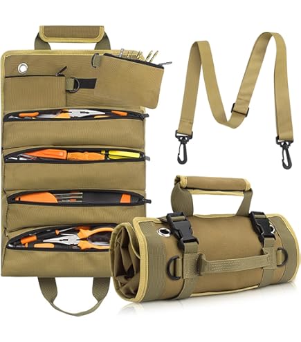 Borsa Portautensili Con 5 Tasche Con Cerniera - Tessuto Oxford, Passante Per Appendere, Per Artigiani - Foto 9