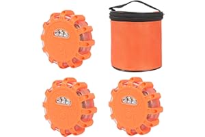 Yuanjoy Pack of 3 Warning Lights, LED Road Torches, Safety Flashing, with Magnetic Base and Hook, 9 Light Modes for Road Safety, for Cars, Trucks, Boats