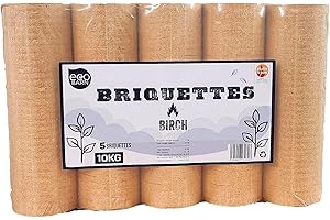 Eco Barn Birch Heat Logs (1 x 10kg Packs) Compressed Log Briquettes for Wood Burners, Stoves, Pizza Ovens or as Night Briquettes. 100% - Genuine Eco Barn Firewood Logs.