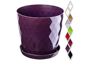 KADAX Pot de Fleurs en Plastique avec Soucoupe Intégrée, Pot de Plante pour Une Décoration Florale Moderne dans l'espace Interieur (20 cm, Violet)